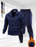 2 Pcs Men's Fleece Plain Zipper Track Suit