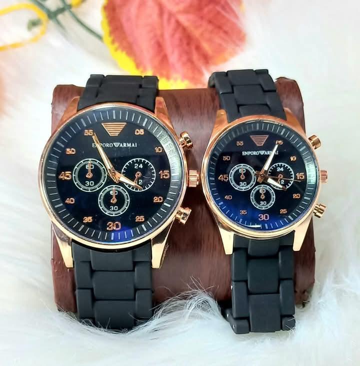 Stainless Steel Quartz Couple Watches - 2 Pcs Unisex Analogue Timepieces