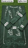 Elegant Green Embroidered Suit Set - 2 Pcs of Dhanak Fabric