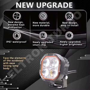 Dual Vision Quad-Lens High-Power LED Auxiliary Light for Motorcycles, Cars & Off-Road Vehicles