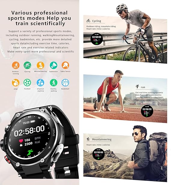 T92 Smart Watch with Earbuds MP3 Bluetooth Headset 3 in 1 1.28 Inch Smartwatch Built-in Wireless Earbuds