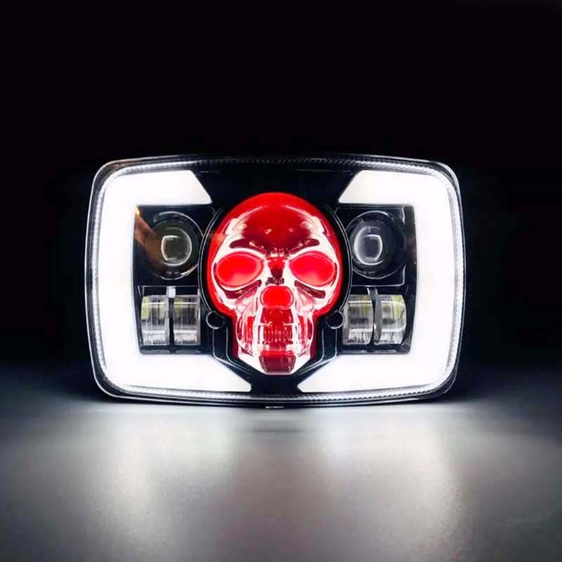 Skull Style LED Projector Headlight with DRL & Indicators – Perfect Fit for Honda CD70 / CG125